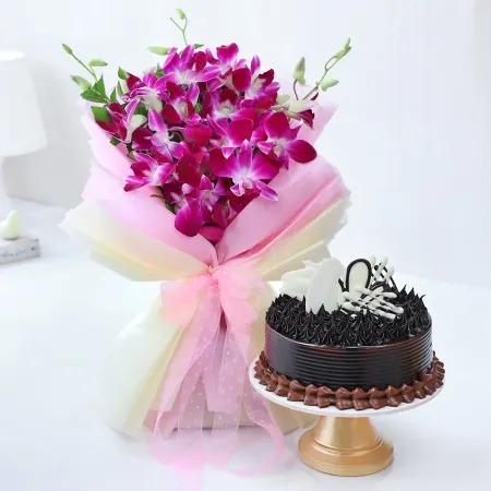 Orchid Bunch With Cake